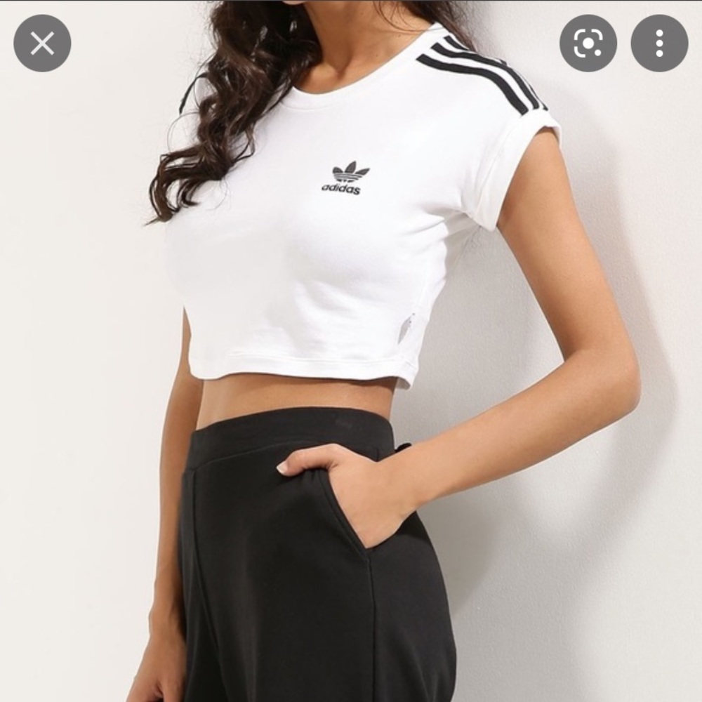 Adidas 3 Stripe Crop Top - Picture 2 of 7